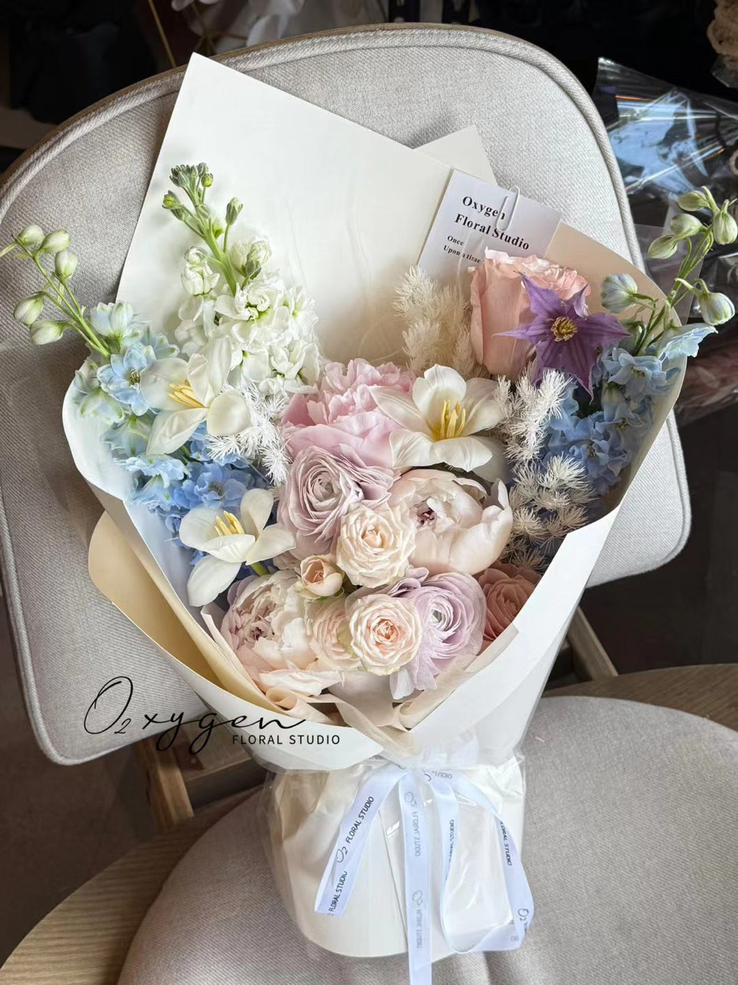 Pastel Peonies Delphinium Mix Bouquet