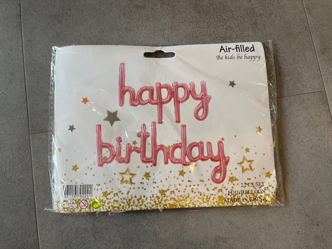 Happy B-Day Letter Balloon Banners pink