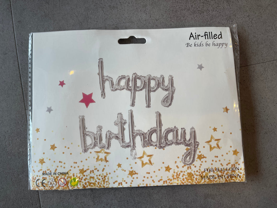 Happy B-Day Letter Balloon Banners silver 1