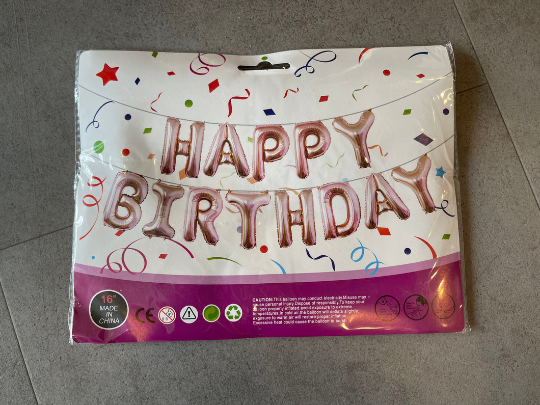 Happy B-Day Letter Balloon Banners pink 2