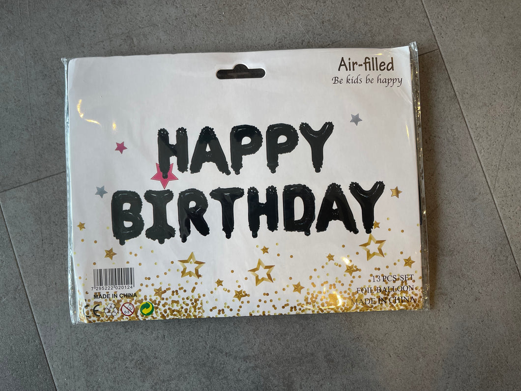 Happy B-Day Letter Balloon Banners black