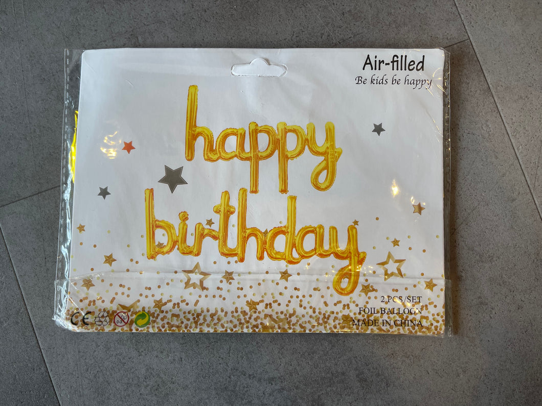 Happy B-Day Letter Balloon Banners gold 1