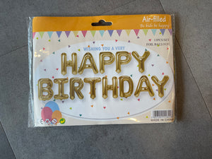 Happy B-Day Letter Balloon Banners gold 2