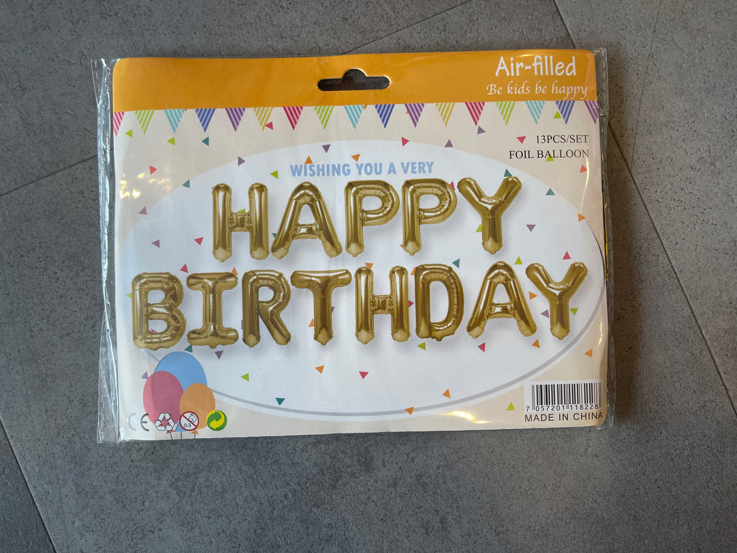 Happy B-Day Letter Balloon Banners gold 2